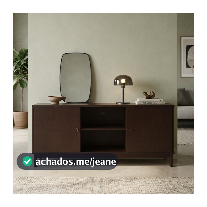 Rack Para Sala de Estar TV 60 Polegadas Madeira Maciça 160cm Ethos F06 Café - Lyam Decor