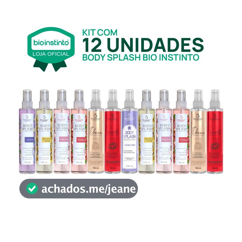 12 UN BODY SPLASH 130ml Bio Instinto Desodorante Corporal Colônia Perfume Fragrância Irresistível