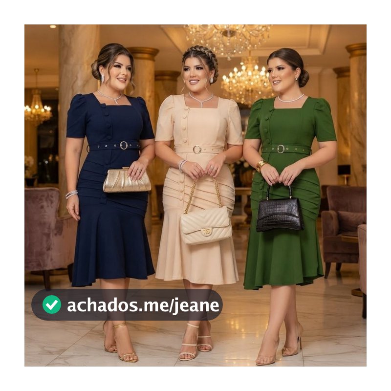 Vestido Feminino Midi Social Plus Size Moda Evangelica Cinto Botão Congresso Manga Estilosa