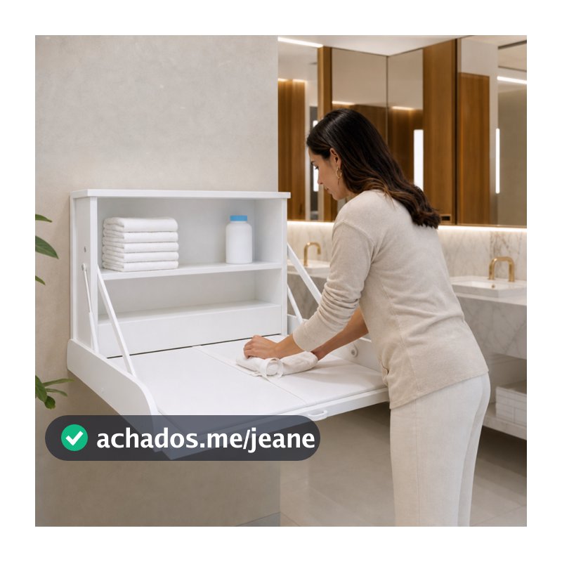 Trocador de Parede MDF com Colchonete e Prateleira 75cm Fraldário Bebê Trocador de Fralda Fixação Segura