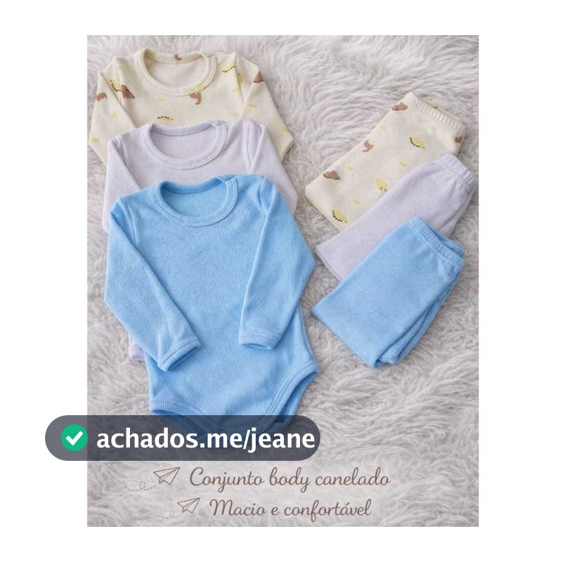 Kit com 6 ou 2 peças Conjunto Bebê Body Manga Longa + Calça Canelada 0 A 12 Meses Pequena Flor