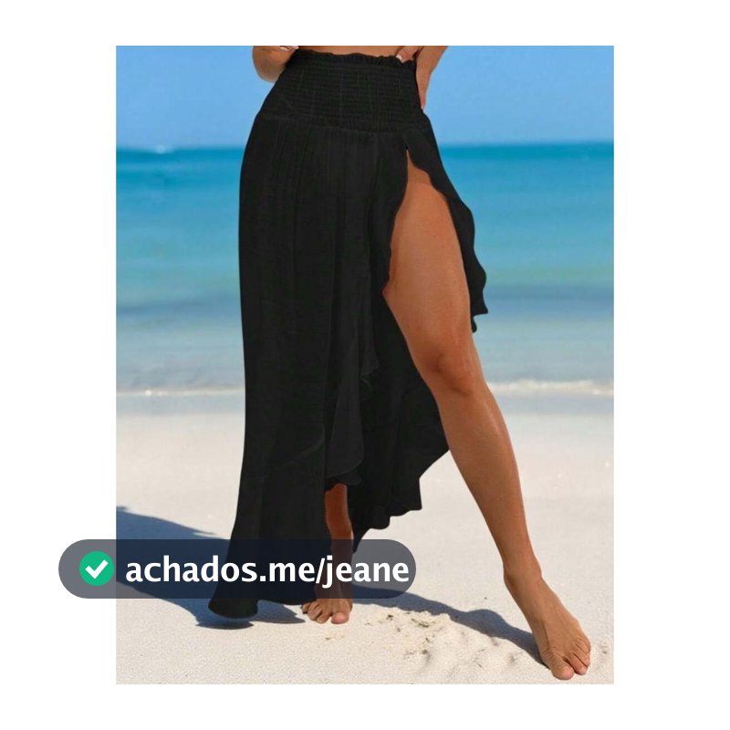 Saia Saida de Praia Longa Com Babado Saia Pareô Canga Moda Verão