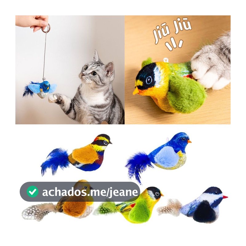 Novos Brinquedos para Gatos Indoor Interativos com Som Realista de Pássaro Brinquedo de Pelúcia para Gatos