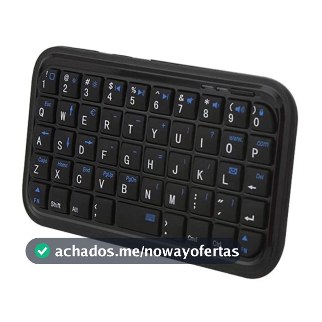 Teclado Sem Fio Recarregável Preto  Slim Mini Bluetooth 49 Teclas p. iPad Smartphone Tablet Laptop
