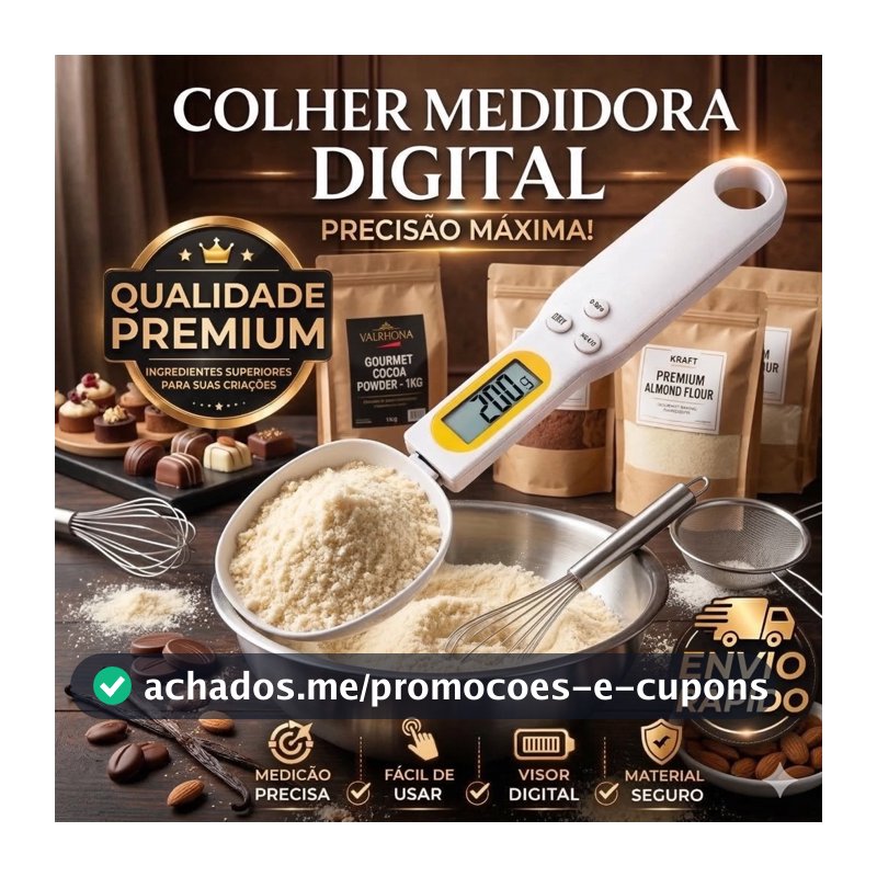 Colher Balança Digital 500g Precisão Para Cozinha Profissional Confeitaria Padaria Pizzaria Páscoa  Com Pilhas