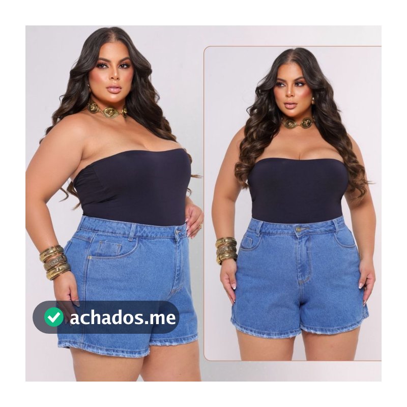 Short Feminino Jeans Plus Size Cintura Alta 100% Algodão Shorts Levanta e Empina Bumbum Moda Maior