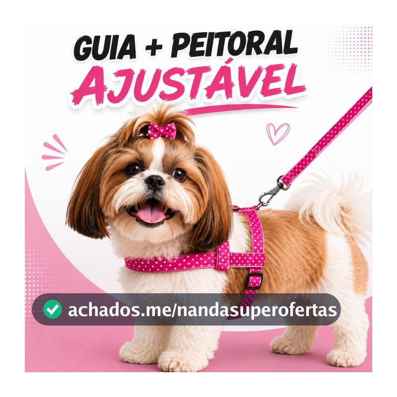 Peitoral Para Cachorro + Guia Nylon Conjunto Ajustável Passeio