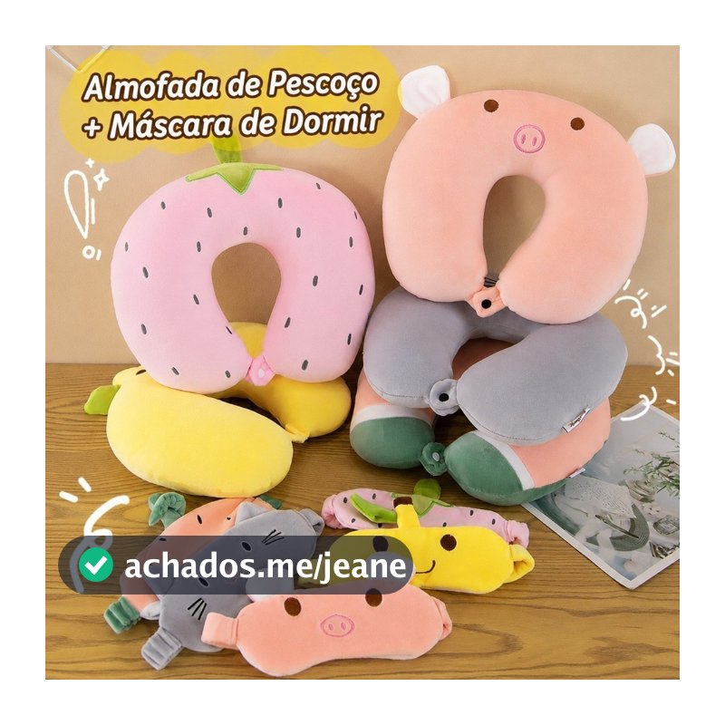 Almofada Travesseiro Descanso de Pescoço Viagem E Máscara de Dormir Tapa Olho YY04