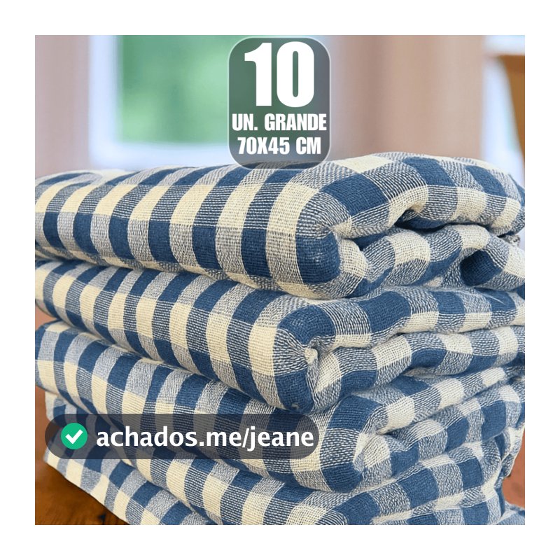 10 Panos de Chão Grosso 70x45 cm Xadrez Duplo e Resistente