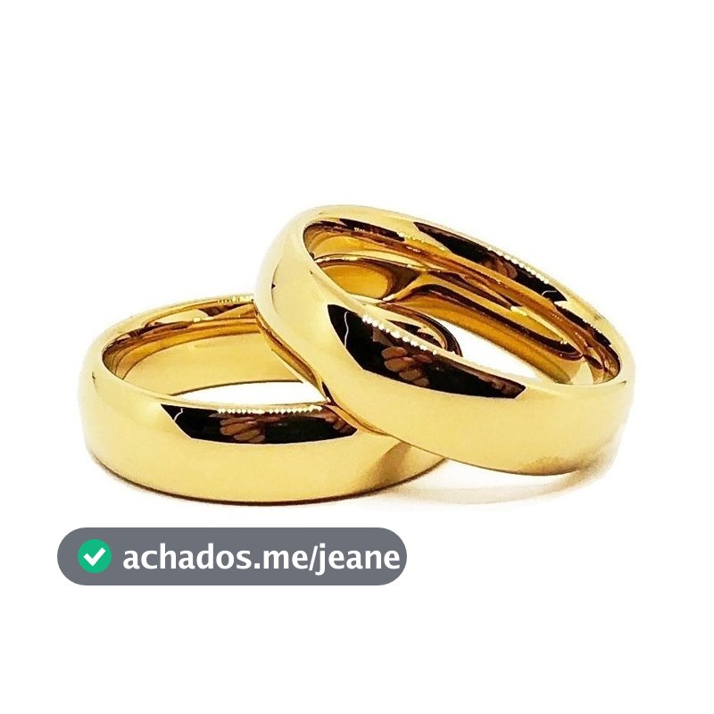 Par de Alianças 6mm Feita em Tungstênio Legítimo com Banhos de Ouro 18K