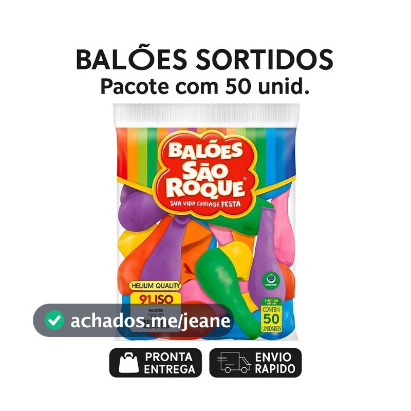 Balão Bexiga Nº 9 Polegadas Sortida - 50 Unidades - Festa Infantil - Aniversário - Balões