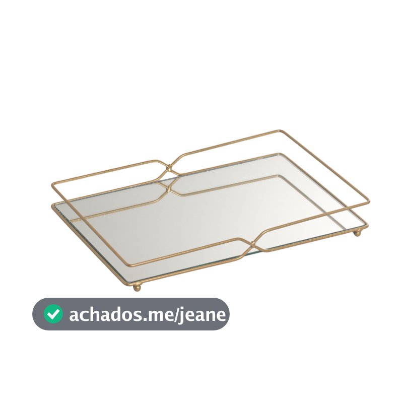 Bandeja Retangular X Dourado 30x20cm