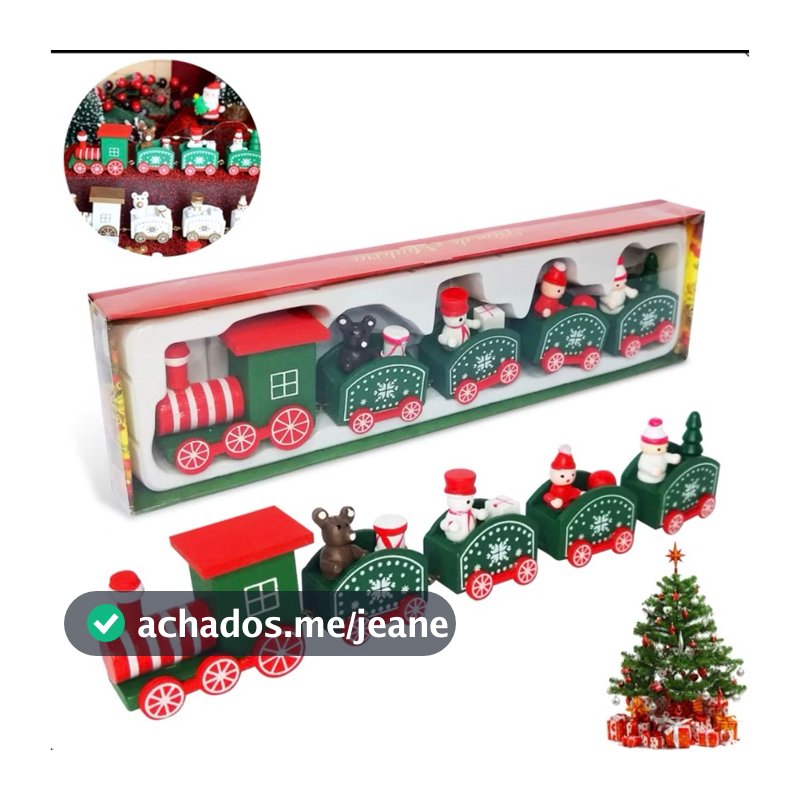 Trem De Brinquedo Decoração Natalina Trem De Natal Enfeite  4vagōes