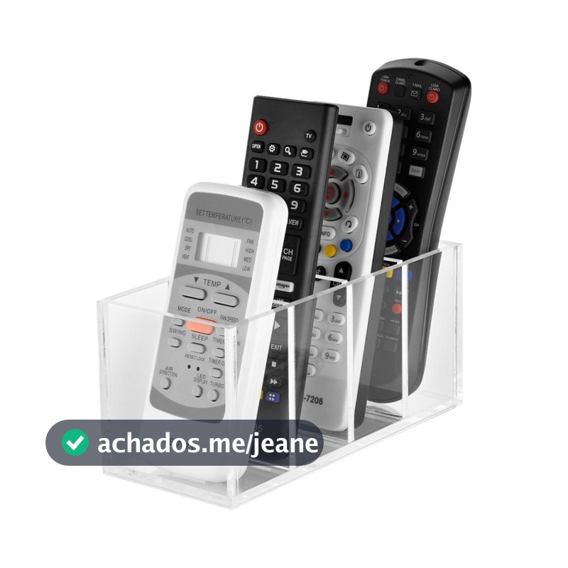 Porta Controles Acrílico Transparente Com 4 Divisórias Organizador de Mesa Elegante