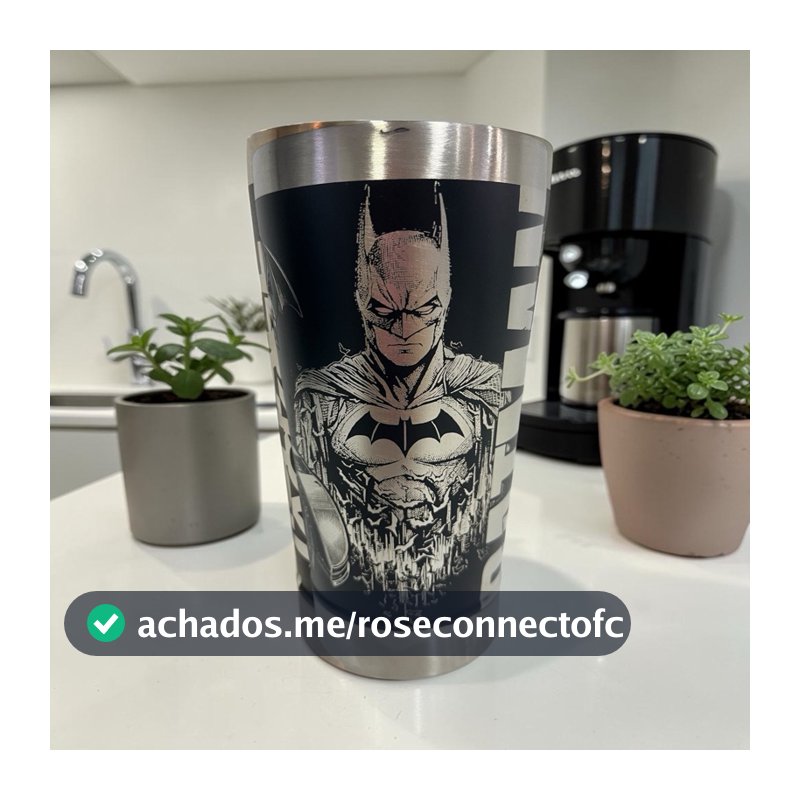 Copo Térmico 473ml Personalizado a Laser 360° Batman com Nome no Copo e no Abridor