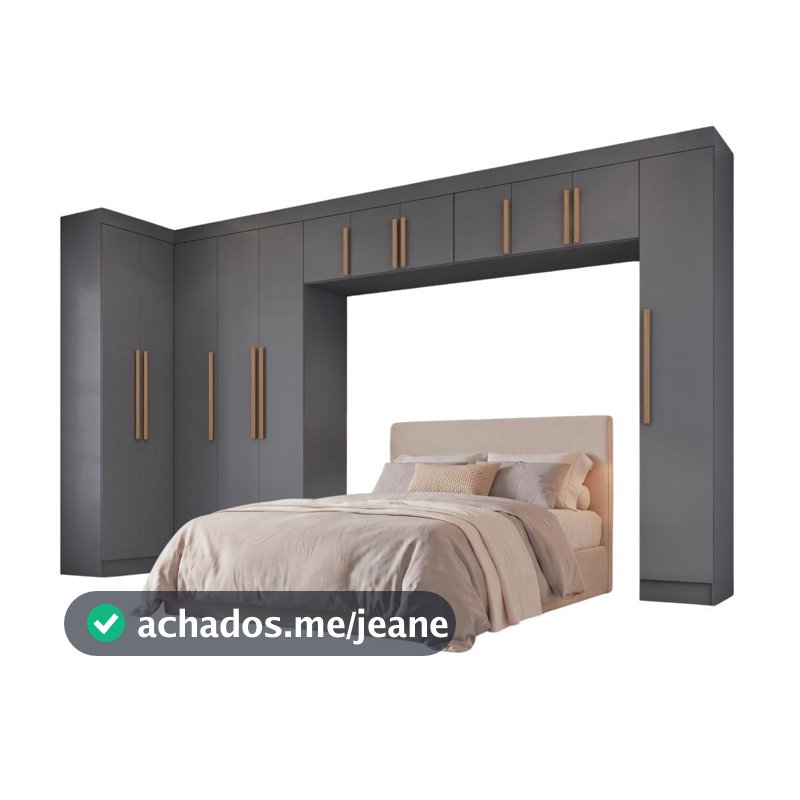 Guarda Roupas Modulado Closet de Canto Quarto Completo 12 Portas Espaço Cama Queen 1,58m Madrid