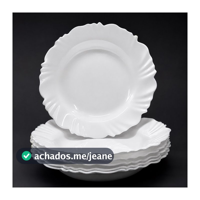 Kit 10/20/30 Pratos Branco Festa Fundo Com Borda