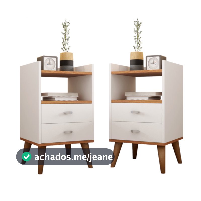Kit 2 Mesa de Cabeceira Retro Criado Com Gavetas Várias Cores