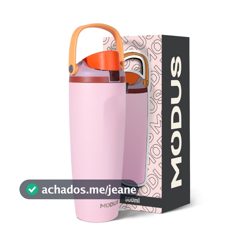 MODUS Garrafa Térmica 900ml Inox com Canudo 2 em 1, Garrafa de Água com Isolamento Térmico, Alça e Tampa Antivazamento