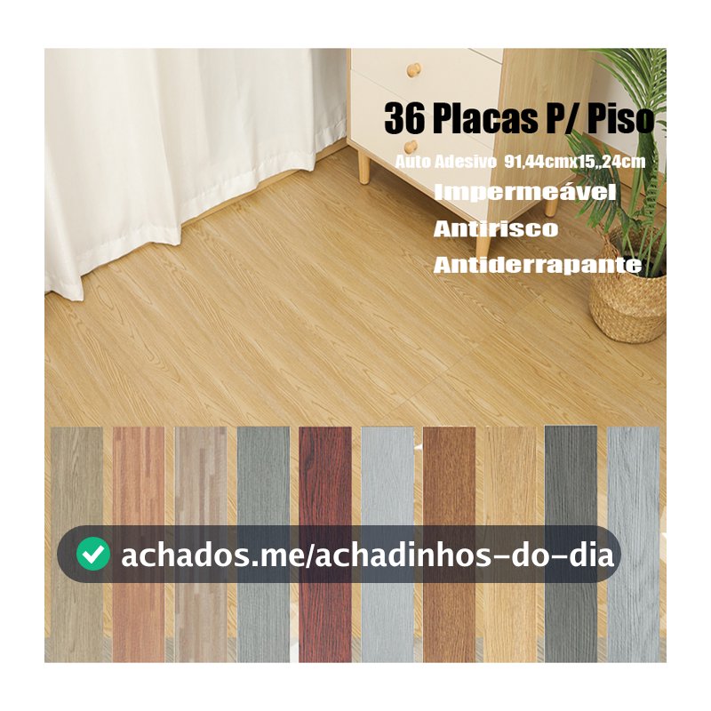 Kit 36 Placas Painel Adesivas Piso Vinílico Madeira Impermeável - 5M²