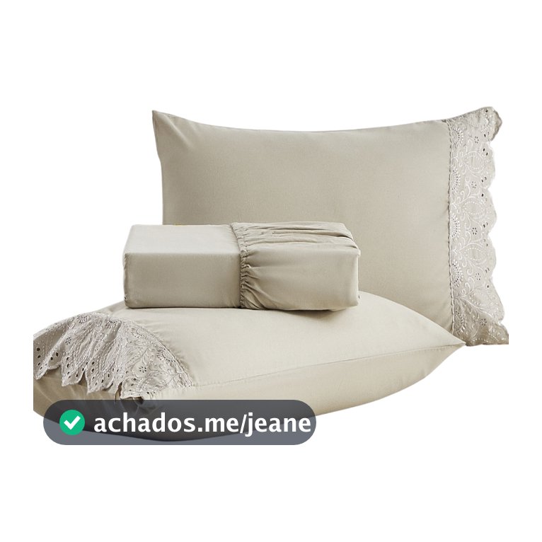 Jogo de Lençol Veneza Percal 300 fios Lese Bordado Inglês Micropercal King Queen Casal Solteiro