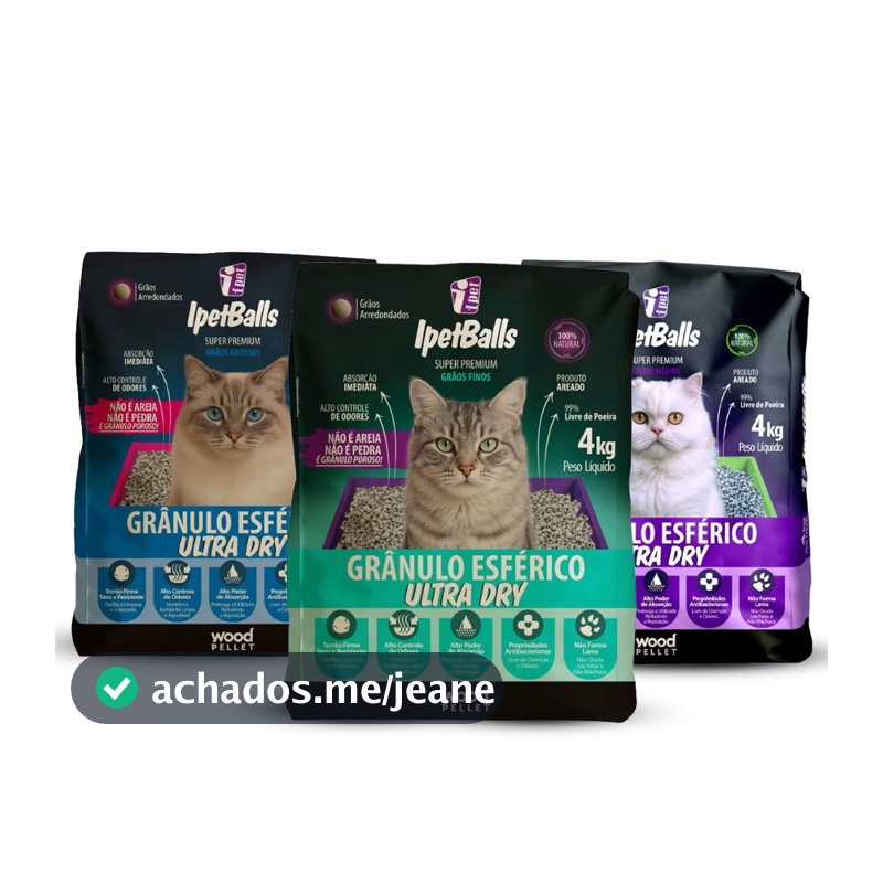 Areia Para Gatos Ultra Dry 4KG Grãos Esférico Finos/Médiso/Grossos Ipetballs