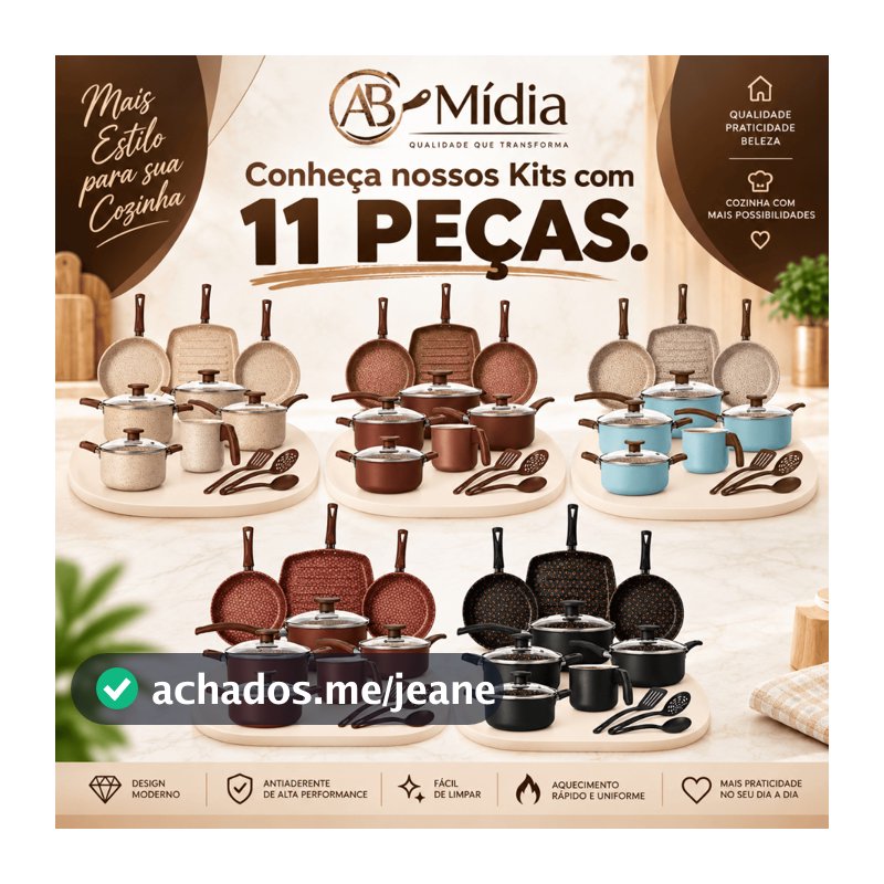 Jogo de Panelas com Grill Antiaderente Tampa Vidro, Conjunto 11 Peças, Kit Completo