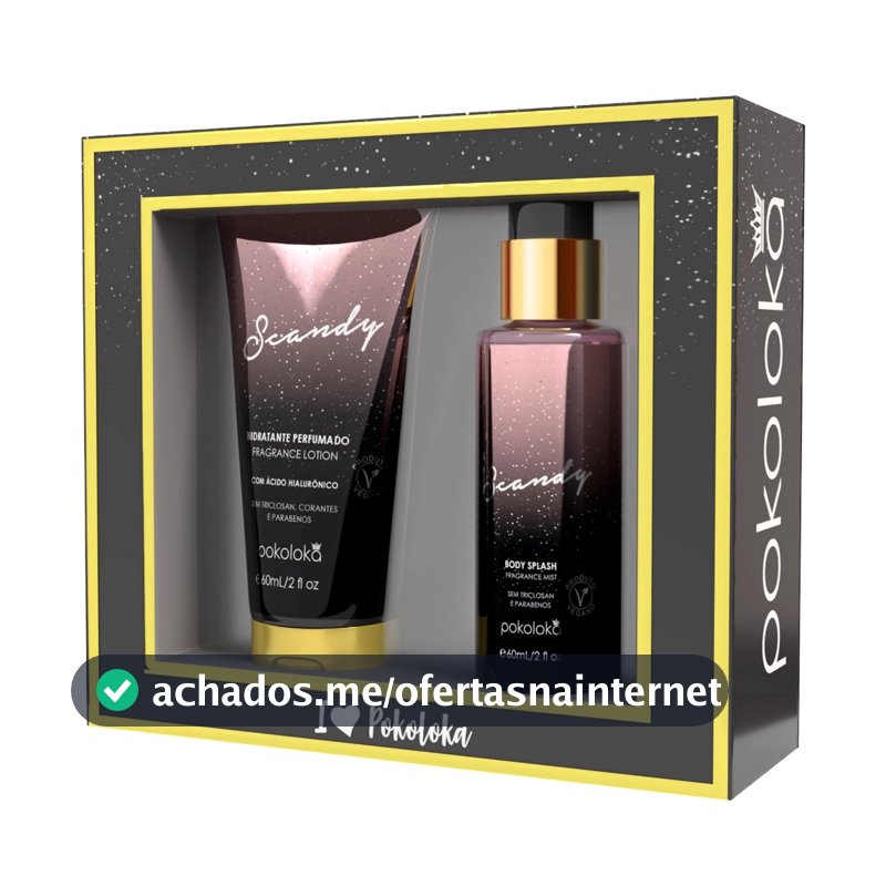 Kit Scandy (Body Splash 60ml + Hidratante 60ml) Pokoloka - "Na Caixa" creme spray corporal perfumado feminino unissex
