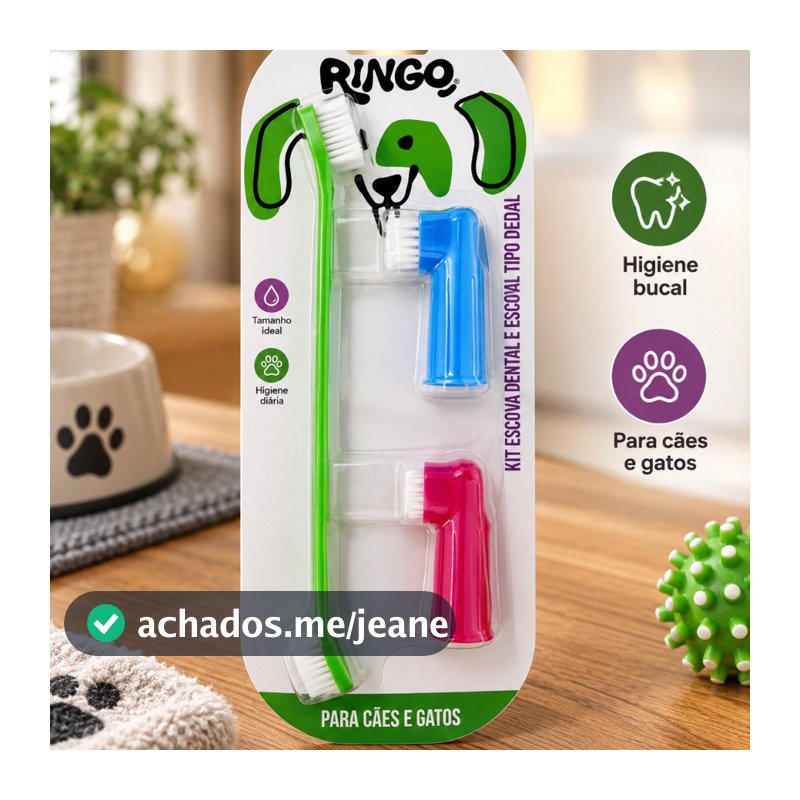 Kit De 3 Escova De Dentes Para Pets Cães Cachorro Gatos Dedal CORES VARIADAS