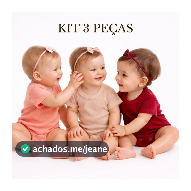Kit 3 Peças Body Bebê Menina Manga Curta Ribana Canelada Liso Básico Enxoval Verão
