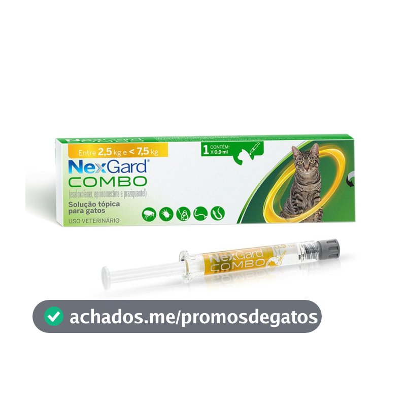 Nexgard Combo 1 unidade Gatos Pulga Sarna Verme 2,5 A 7,5kg