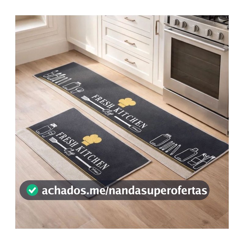Jogo de 2 Tapetes para Cozinha Passadeira e Tapete Antiderrapante Emborrachada Resistente Qualidade