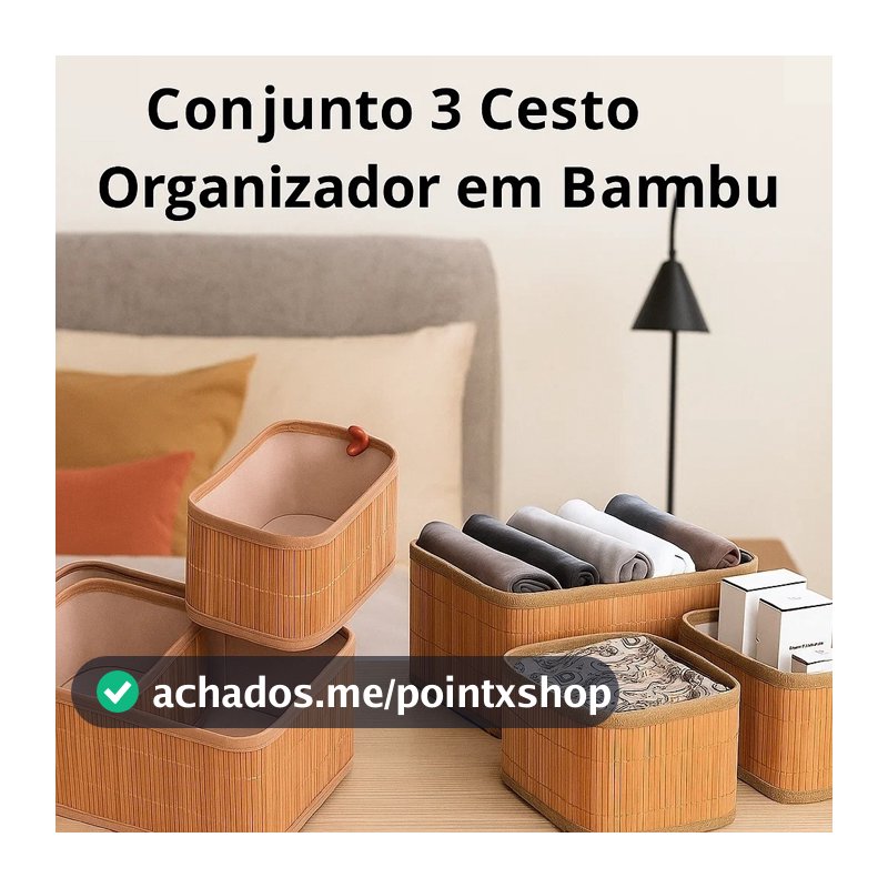 Conjunto 3 Cestos Organizadores Bambu Duraveis Sustentaveis Design Elegante Organizacao Pratica Casa