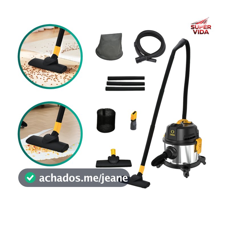 Aspirador de Pó e Água Industrial 3 em 1 Inox 12/15L 1600W 127/220V  Aspira Pó, Absorve Água e Sopra