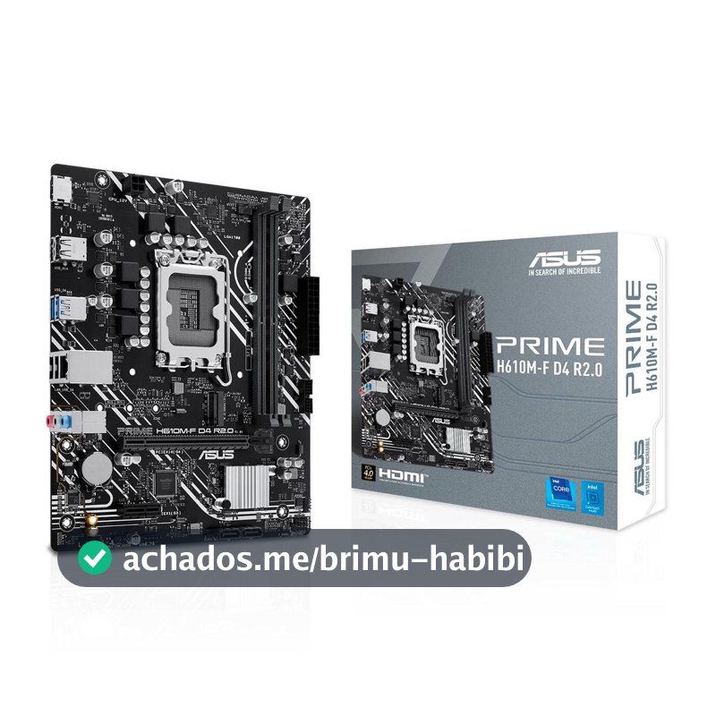 Placa Mãe Asus Prime Para Intel LGA 1700 H610M-F D4 R2.0 2xDDR4 mATX - 90MB1H70-M0EAY0