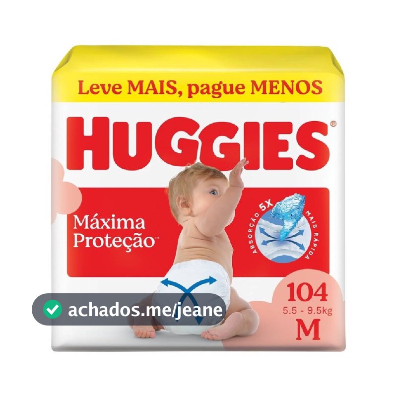 Fralda Huggies Maxima Protecao M Max 104 Unidades