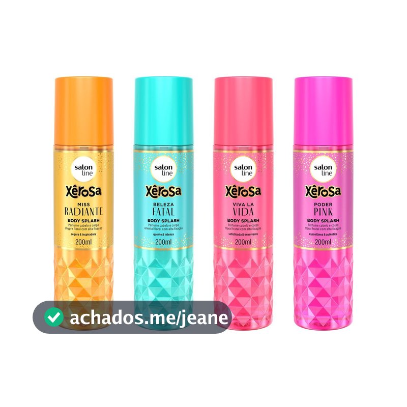 Kit Xêrosa Body Splash Poder Pink, Miss Radiante, Beleza Fatal e Viva La Vida