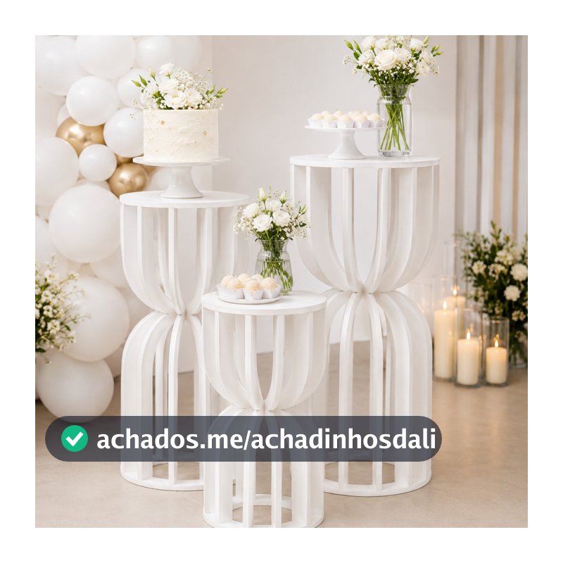 Mesas ampulhetas montadas e pintadas brancas decoração festa