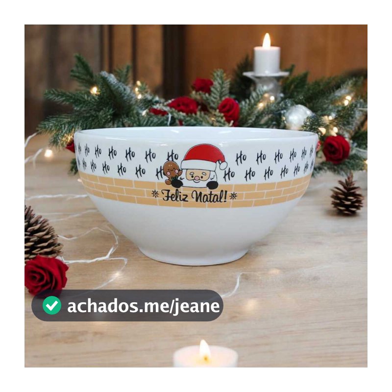 Tigela Cumbuca Bowl Açaí Sopa Porcelana 350ml Feliz Natal
