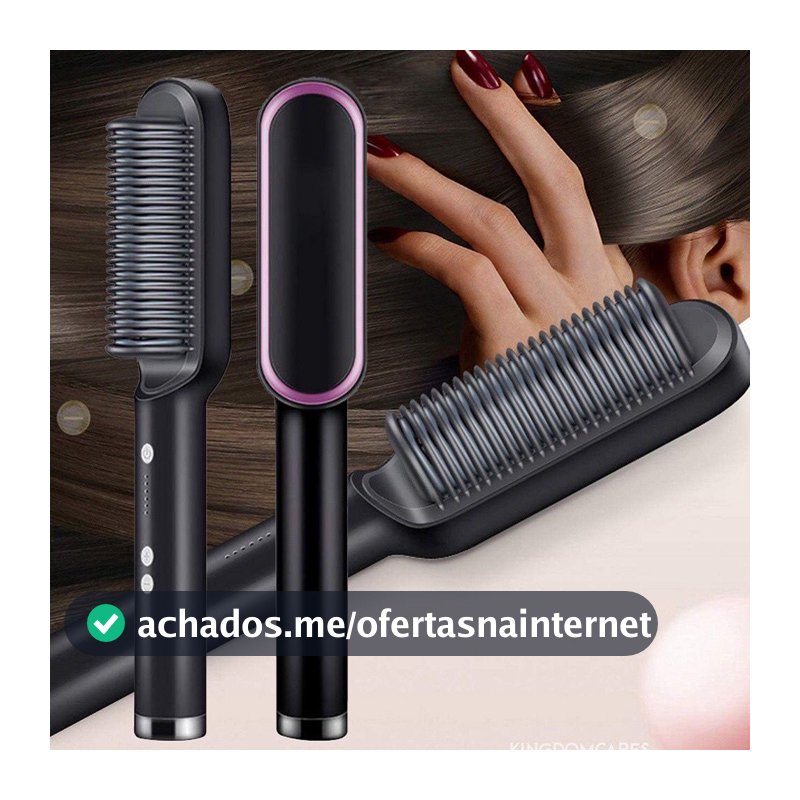 Escova Alisadora Bivolt 5 em 1 - Alisa, Hidrata, Modela, Alinha e Anti-Frizz