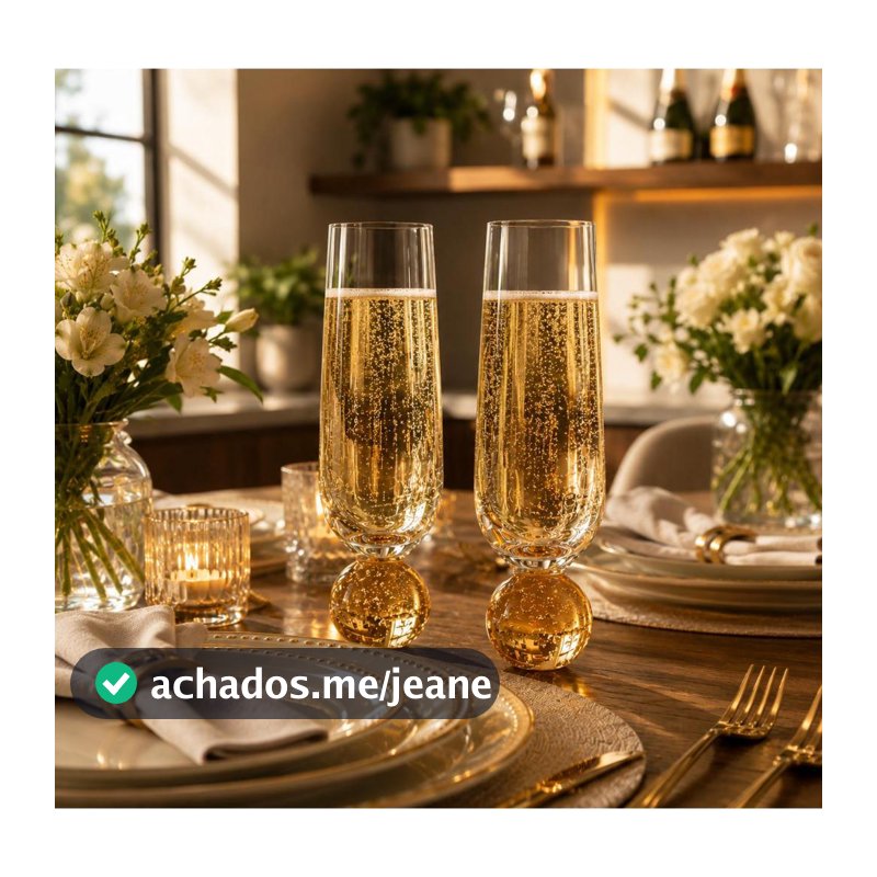 Jogo Taças de Vidro Transparente com base e Esfera Vinho Drink Espumante
