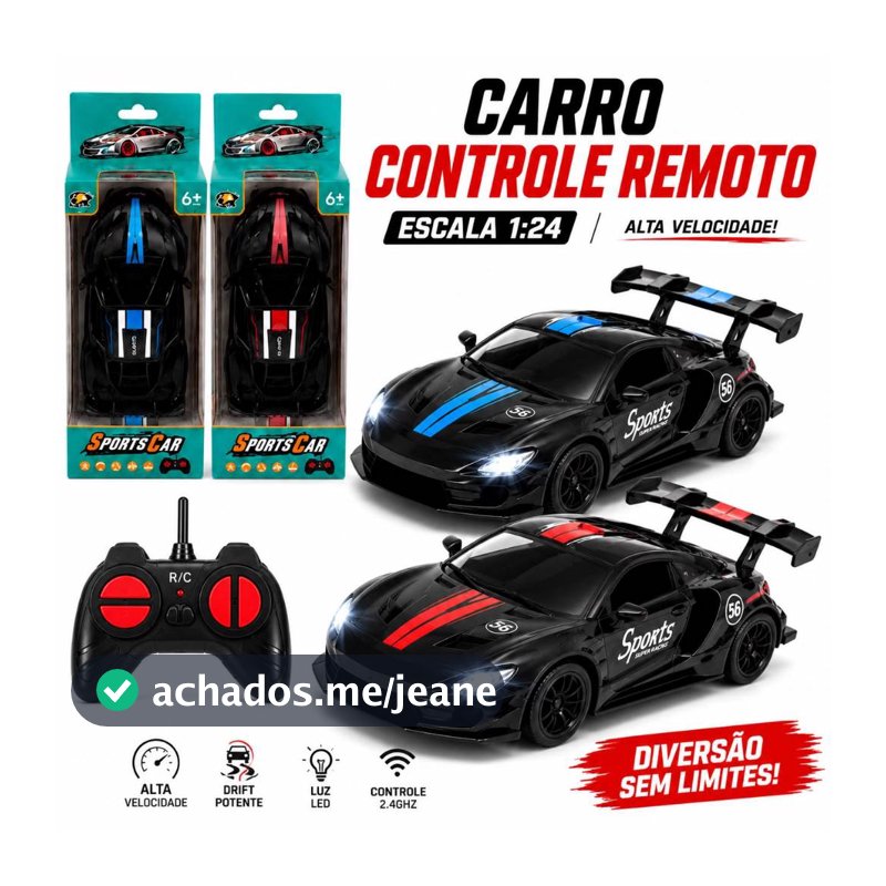 Carro Drift Controle Remoto Racing RC Esportivo com Luz LED Brinquedo Infantil Carrinho de Pilhas
