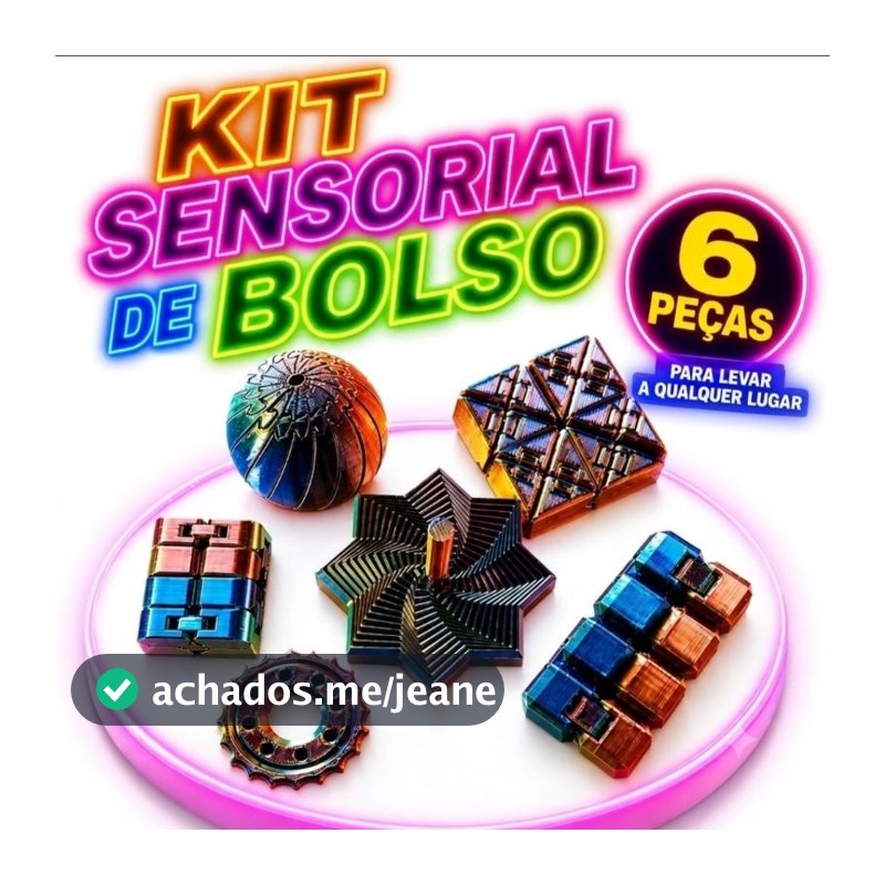Kit Sensorial de Bolso 6 Peças Fidget Toy Antiestresse Brinquedo Sensorial TDAH TEA Autismo Foco Concentração.