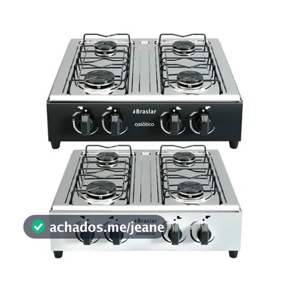 Fogão de Mesa 4 Bocas Braslar Asiático Bf A Gas Branco Alta Performance