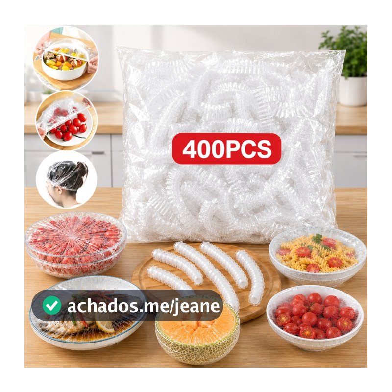 Kit Tampas de Plástico Descartáveis Para Alimentos Potes Conservação Vedação Multiuso