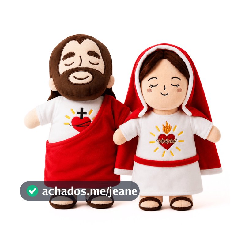 Pelúcia Religiosa Jesus ou Virgem Maria Boneco Infantil Macio Presente Cristão Decoração e Fé