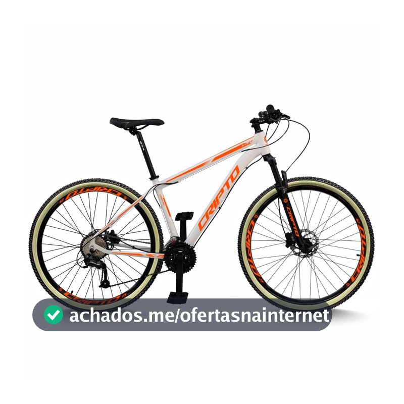 Bicicleta Aro 29 Cripto 24 Marchas Freios Disco e Suspensão Pneu Bege