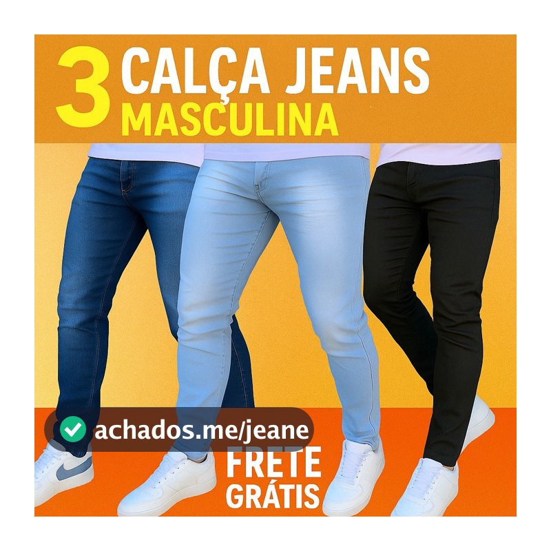 kit calças jeans masculina com lycra skinny confortavel para o dia dia  Original promoção