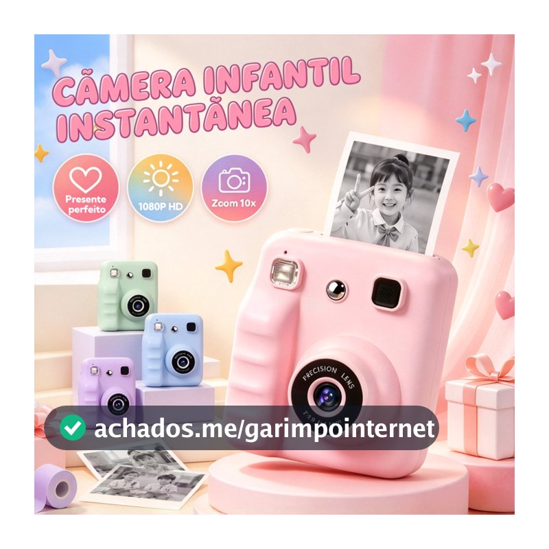 Crianças Câmera Instantânea Impressão Foto HD 1080P16X Zoom Música Filmadora Divertido Jogo Brinquedo Natal Presente Ani