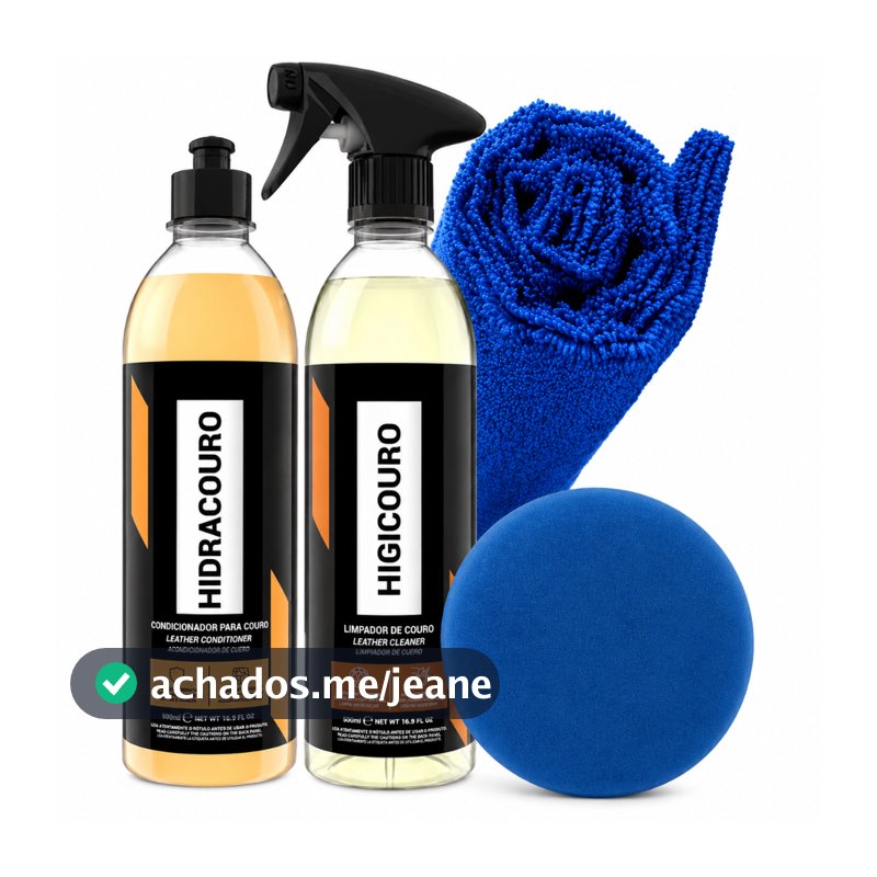 Kit Limpar Hidratar Couro Vonixx Higicouro 500 ml + Hidracouro + Toalha Microfibra + Aplicador